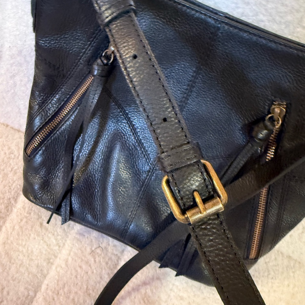 Frye Black Leather Crossbody with Tassels - Picture 3 of 9